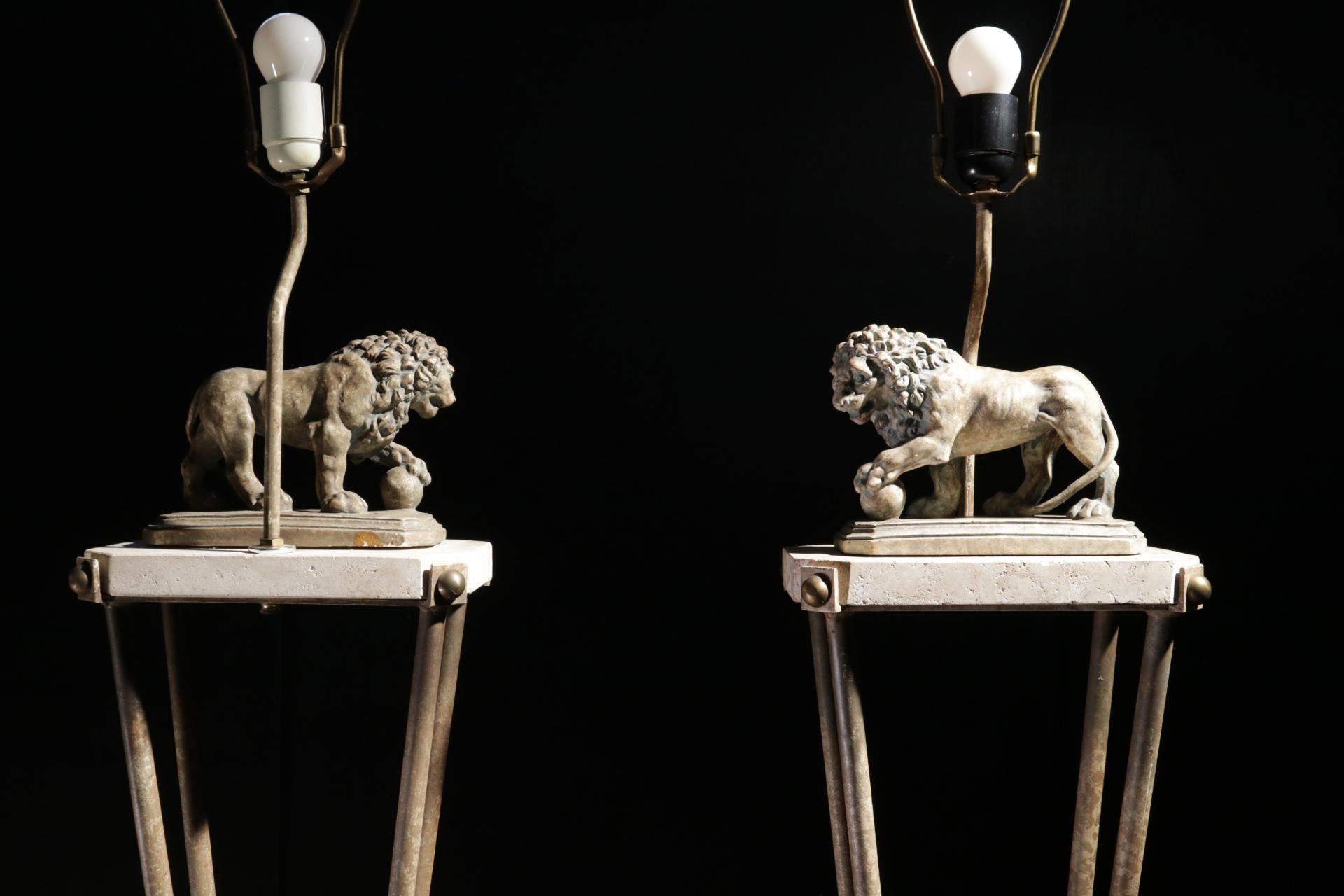 Pair of Medici Lion Hollywood Regency Style Floor Lamps, 1980s 10