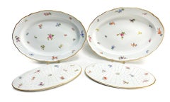 Pair Meissen Germany Porcelain Serving Inset Strainer Entrée Dishes