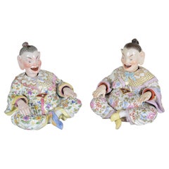 Antique Pair Meissen nodding Pagodas, C19th 17cm high