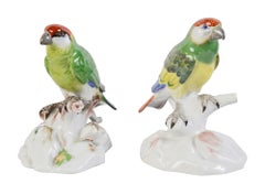 Pair Meissen parrots, late 19th century
