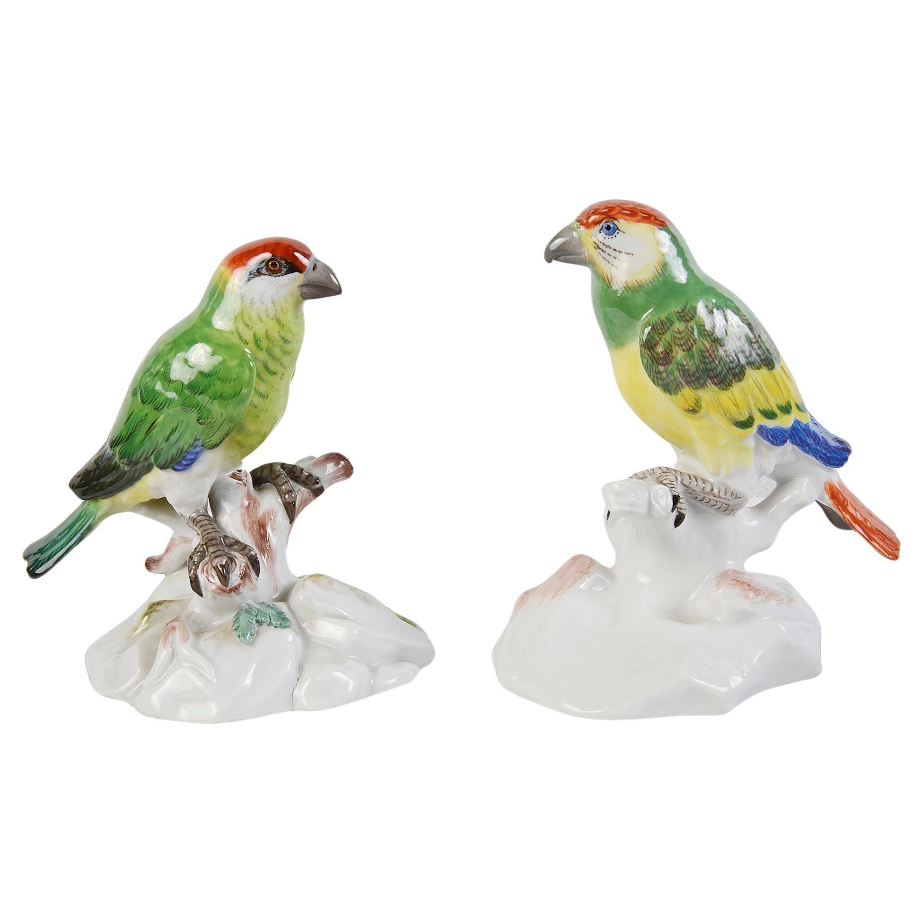 Paire de perroquets de Meissen, fin du 19e siècle