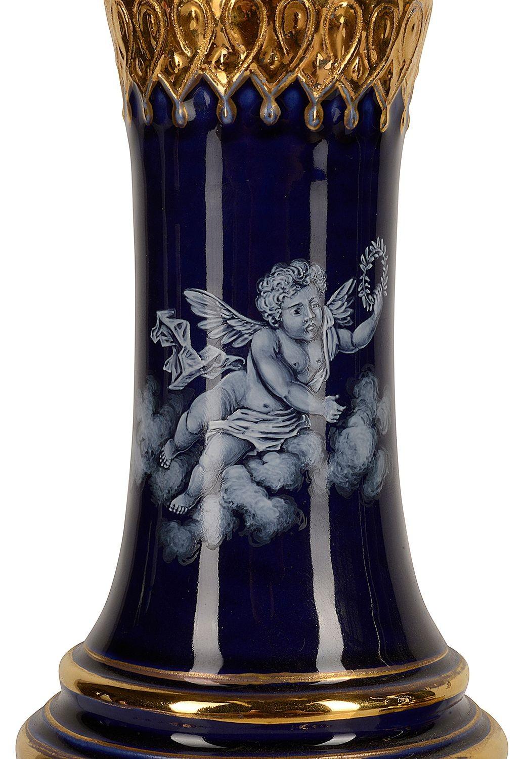 Hand-Painted Pair Meissen Pate Sur Pate Vases, 19th Century For Sale