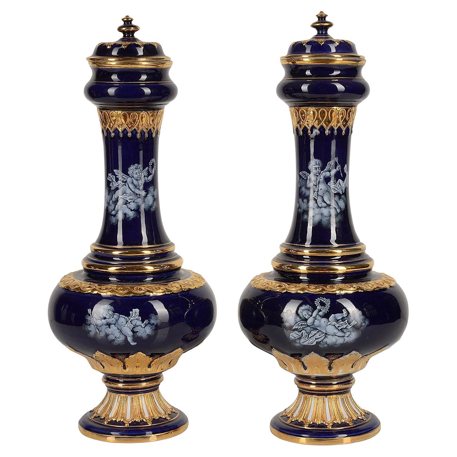 Pair Meissen Pate Sur Pate Vases, 19th Century For Sale