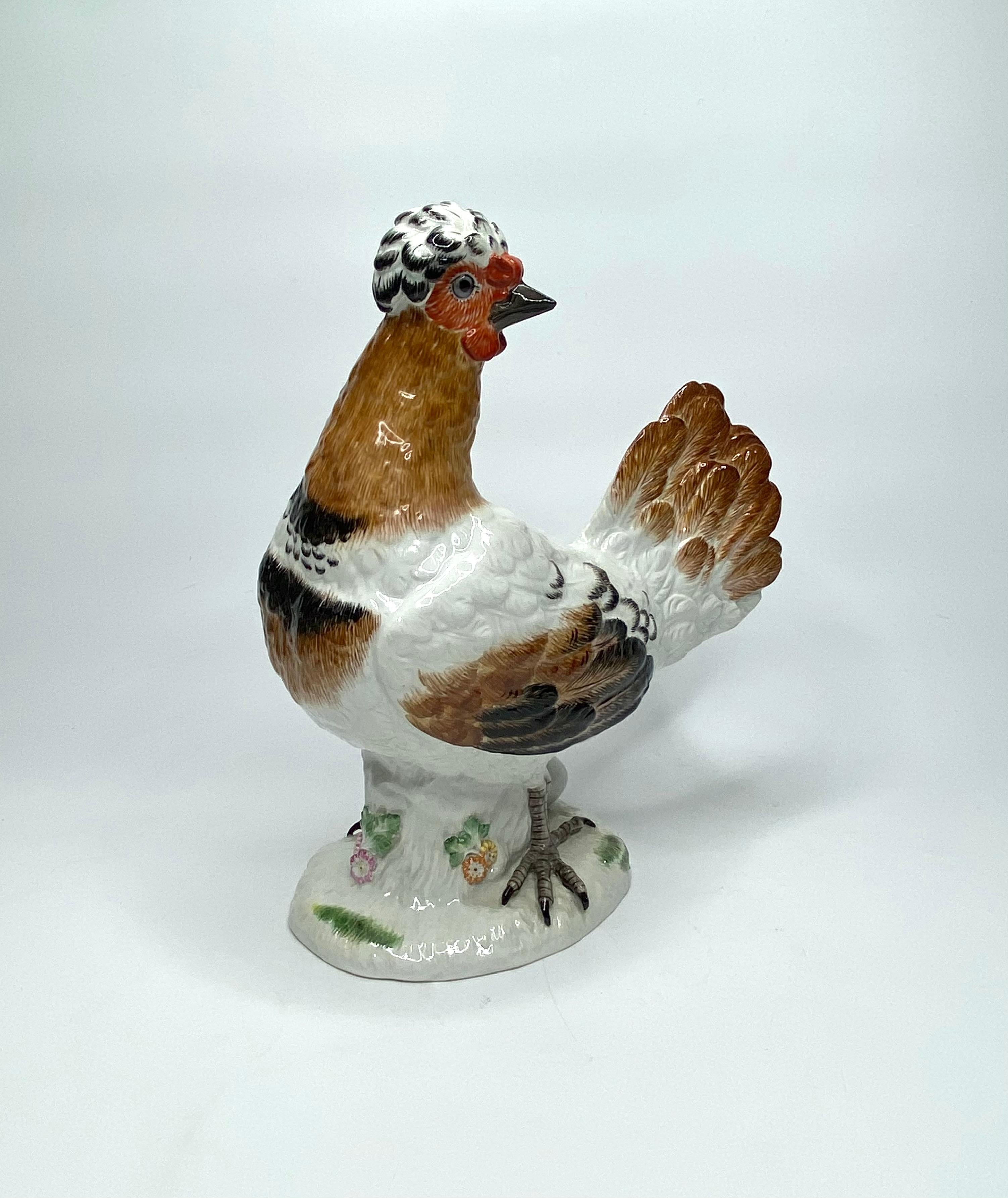 Pair Meissen porcelain covered and hen, c. 1920. For Sale 2