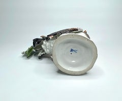 Pair Meissen porcelain covered and hen, c. 1920.