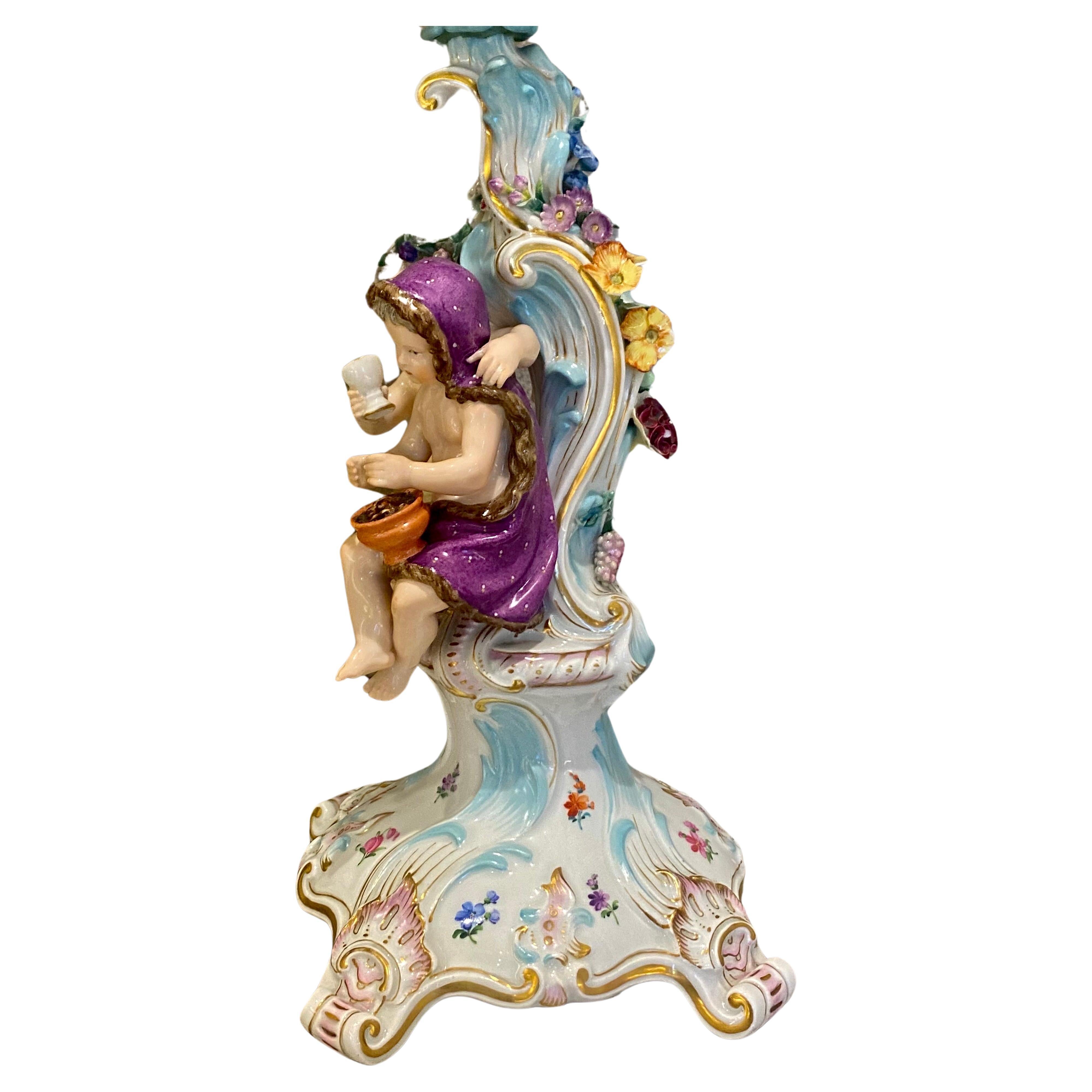 Pair Meissen porcelain Figural candelabra Circa 19th Century  For Sale 8