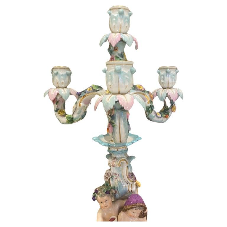 Pair Meissen porcelain Figural candelabra Circa 19th Century  For Sale 11
