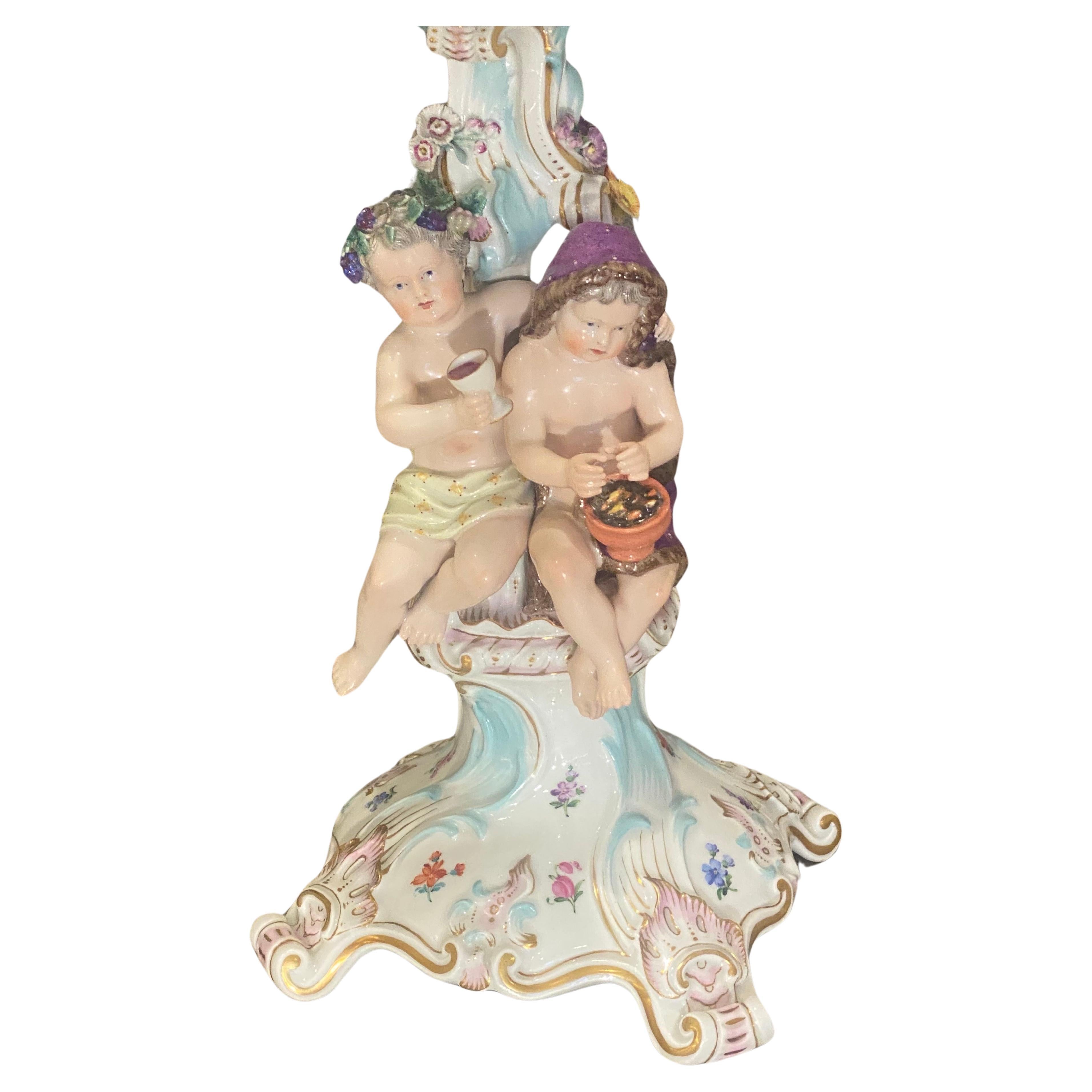 Pair Meissen porcelain Figural candelabra Circa 19th Century  For Sale 3