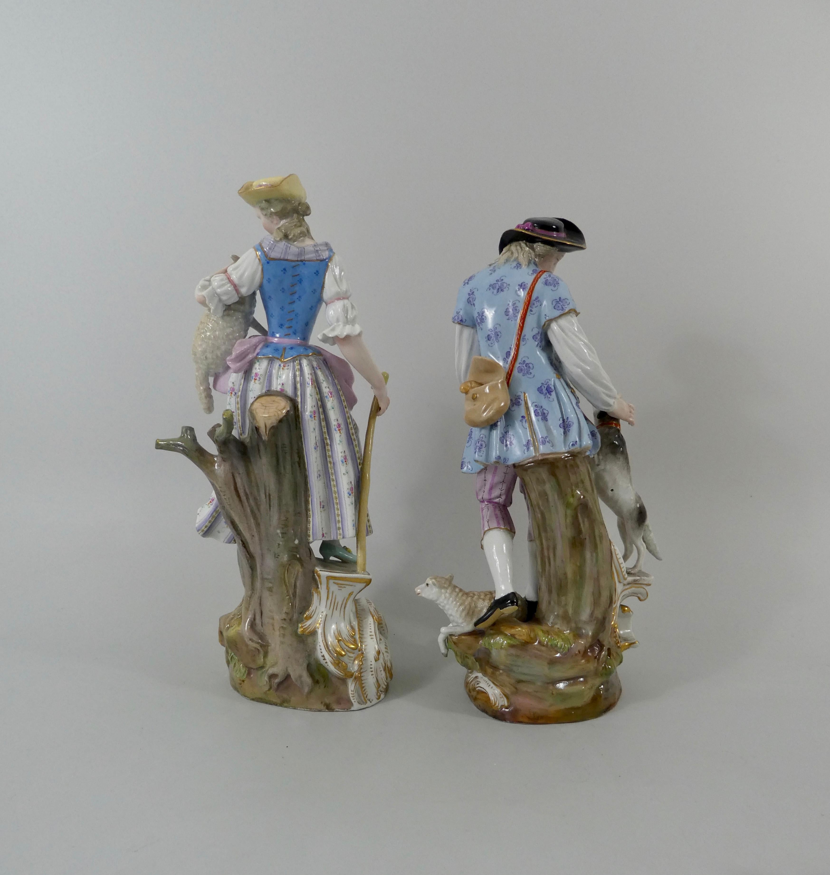 Georgian Pair of Meissen porcelain Shepherds, circa 1870