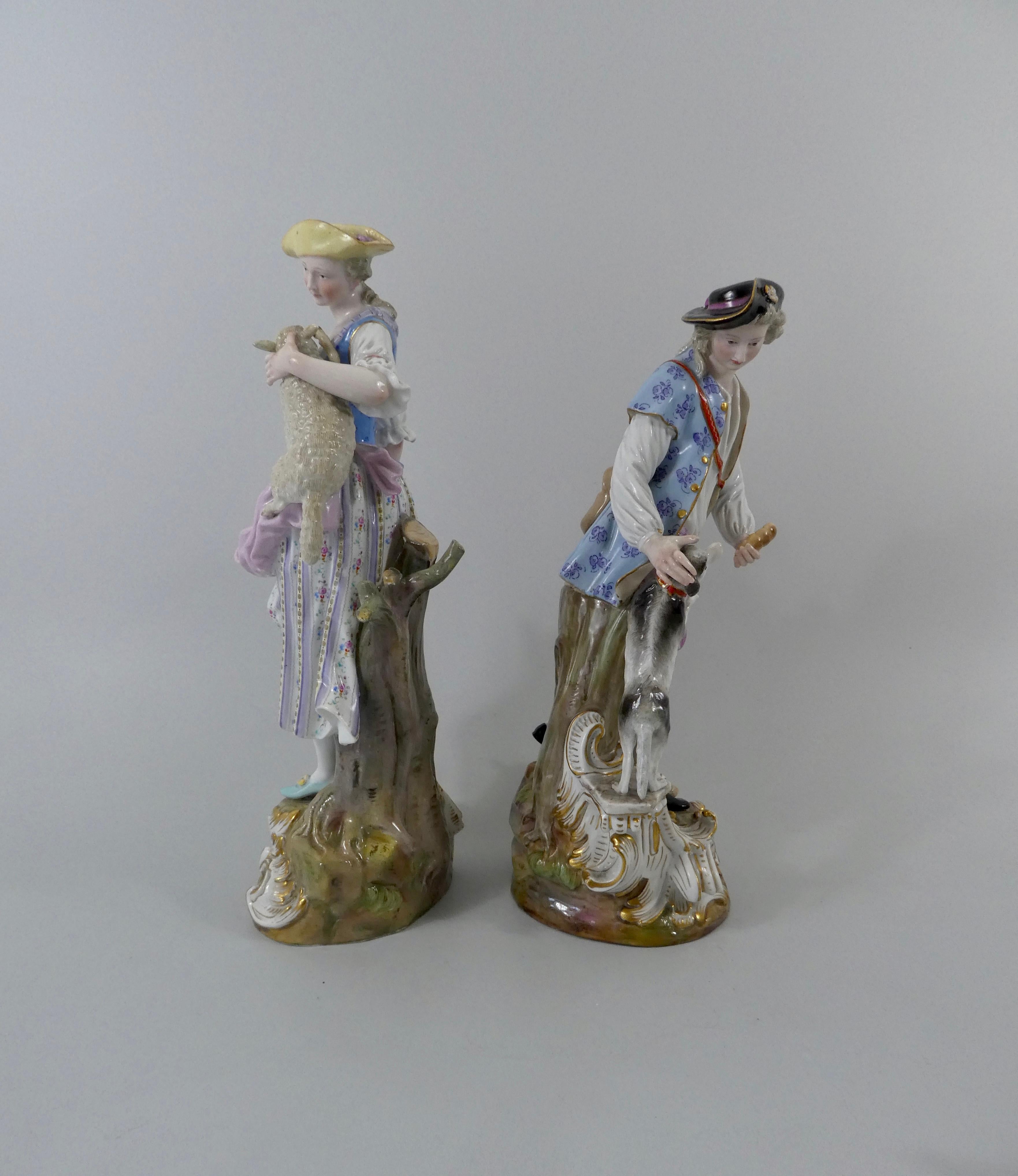 German Pair of Meissen porcelain Shepherds, circa 1870