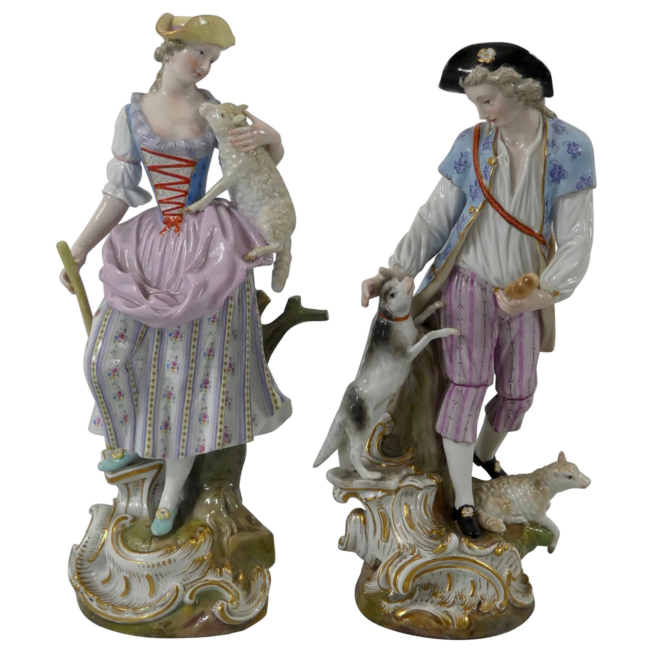 Pair of Meissen porcelain Shepherds, circa 1870