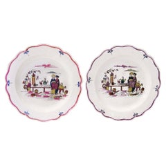 Pair Meissen Style Creamware Dishes 18th Century England Hand Painted Circa 1780