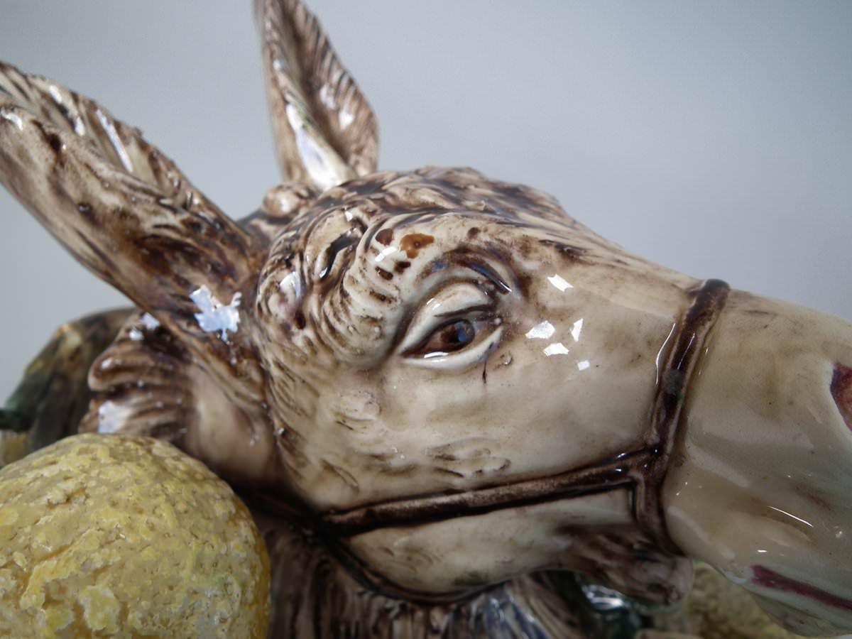 Pair of Menton Majolica Donkey Wall Pockets 4