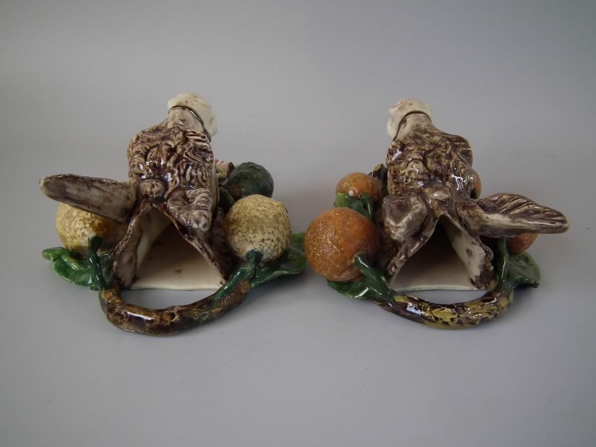 Late 19th Century Pair of Menton Majolica Donkey Wall Pockets