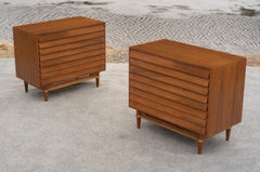 Pair Merton Gershun for American of Martinsville Walnut & Brass Louvered Chests