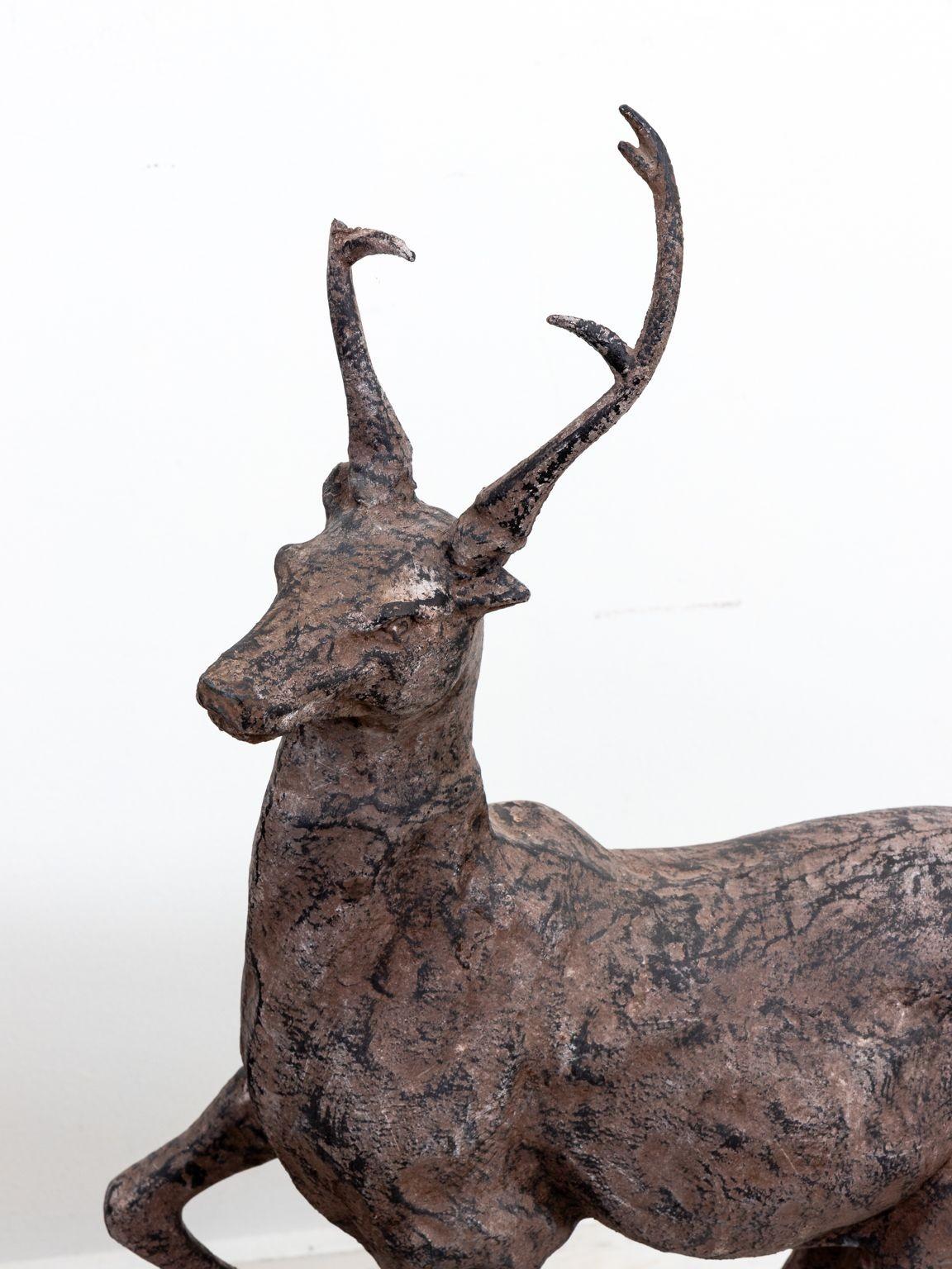 Pair Metal Stags on Globe, late 20th Century 1