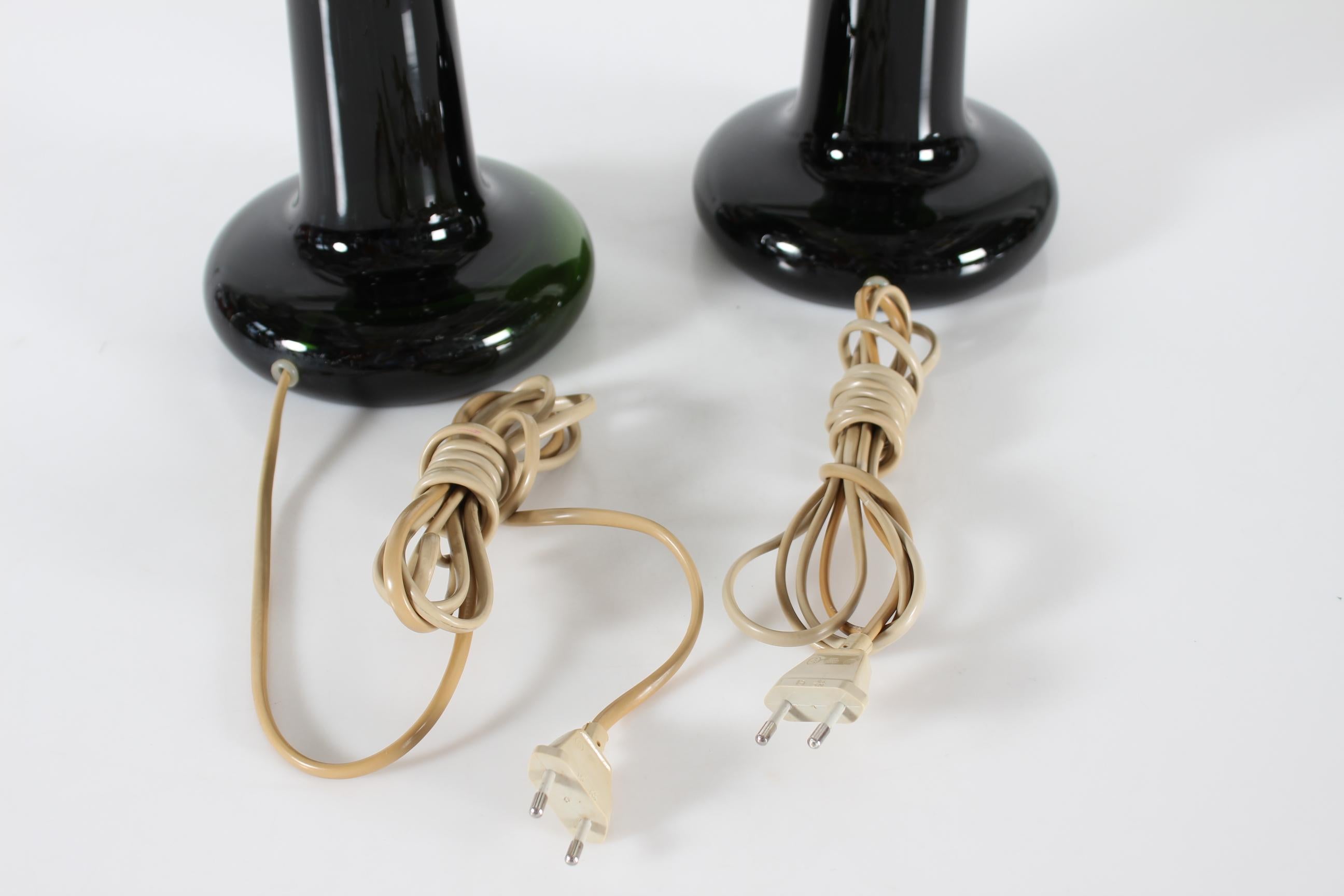 Paire de lampes GRANNY de Michael Bang Holmegaard en verre vert soufflé à la main 1970 en vente 1