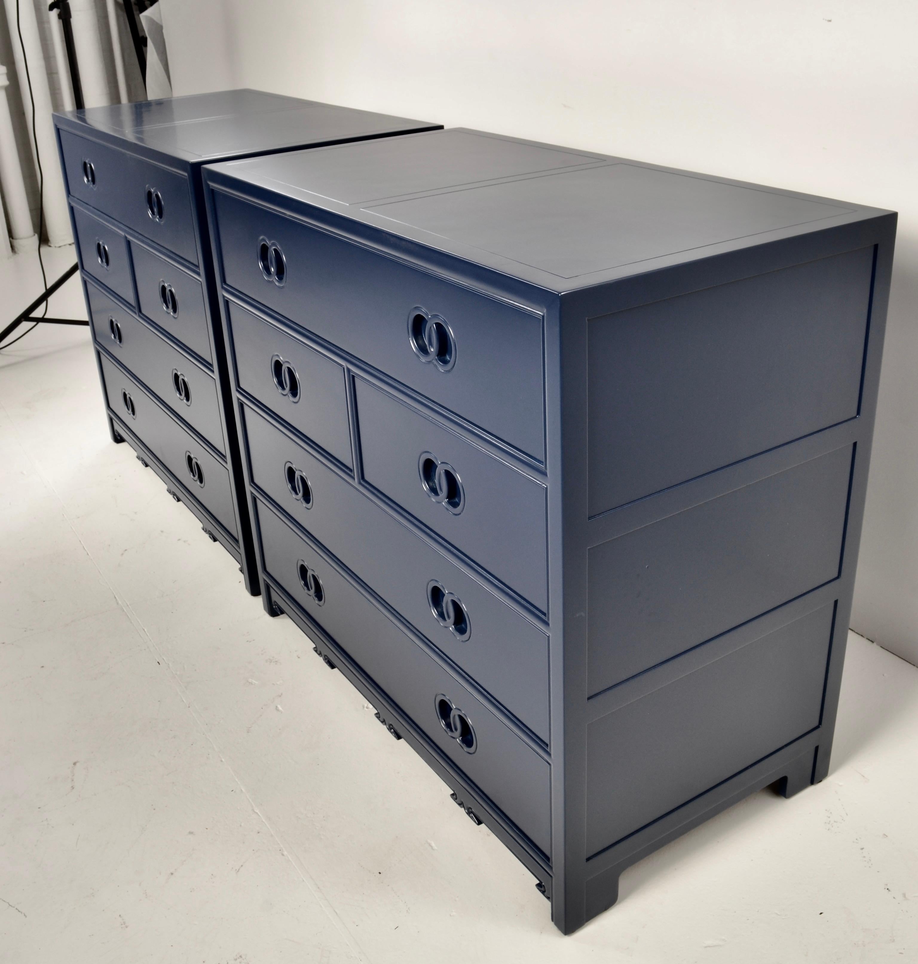 Mid-Century moderno Coppia di cassapanche Michael Taylor for Baker Far East Collection, Stati Uniti, anni '50 ca. in vendita