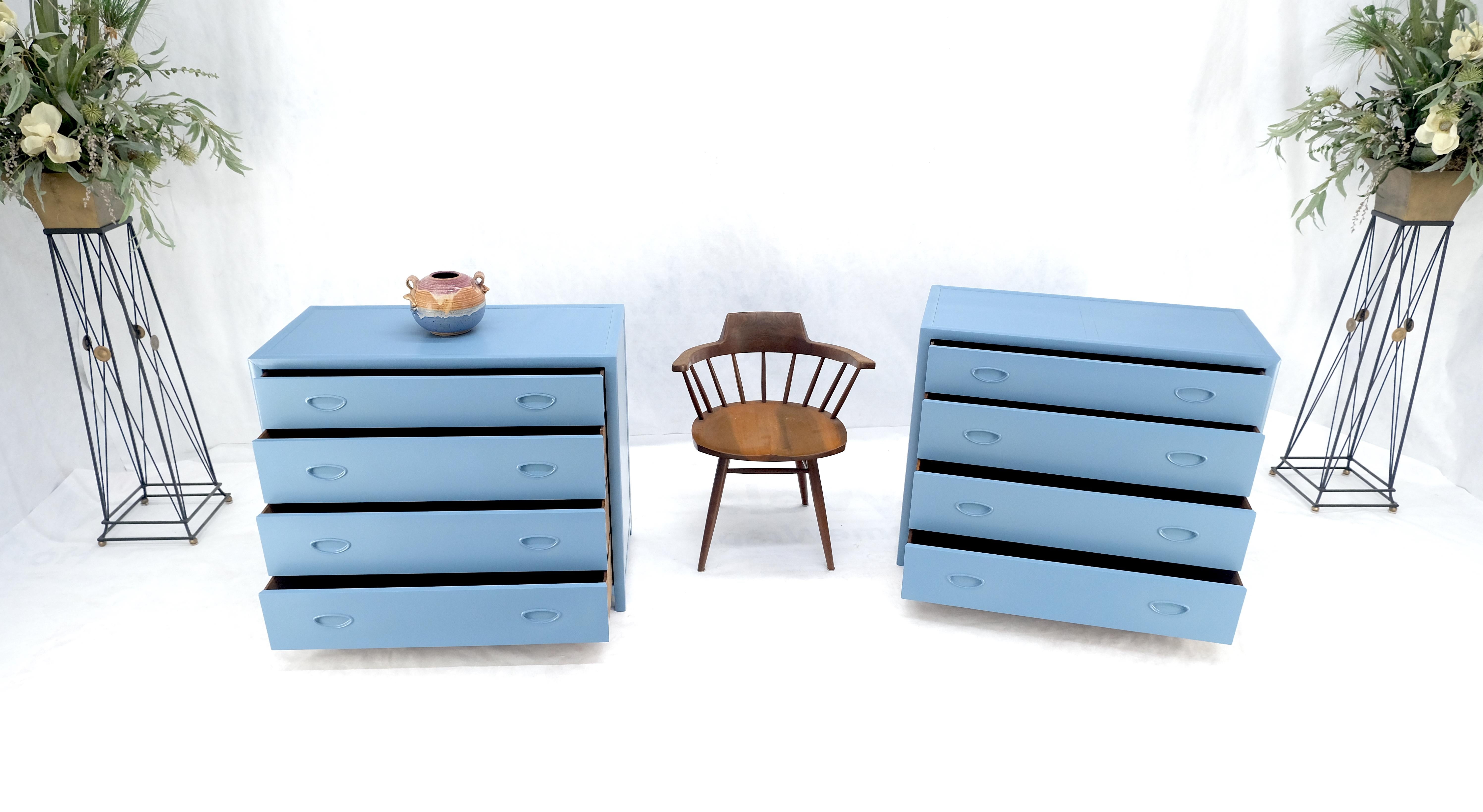 Pair Michael Taylor For Baker Light Grey Blue 4 Drawer Dressers Bachelor Chests For Sale 3