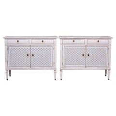 Pair Mid 19th C Italian Bologna Region White Painted Cabinets