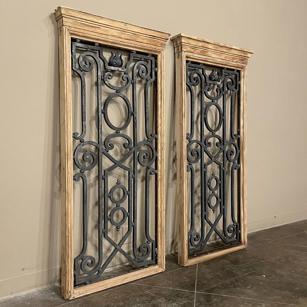 Napoleon III Pair Mid-19th Century French Hand-Forged Wrought Iron Framed Panels For Sale