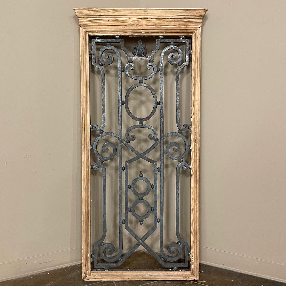 Hand-Crafted Pair Mid-19th Century French Hand-Forged Wrought Iron Framed Panels For Sale