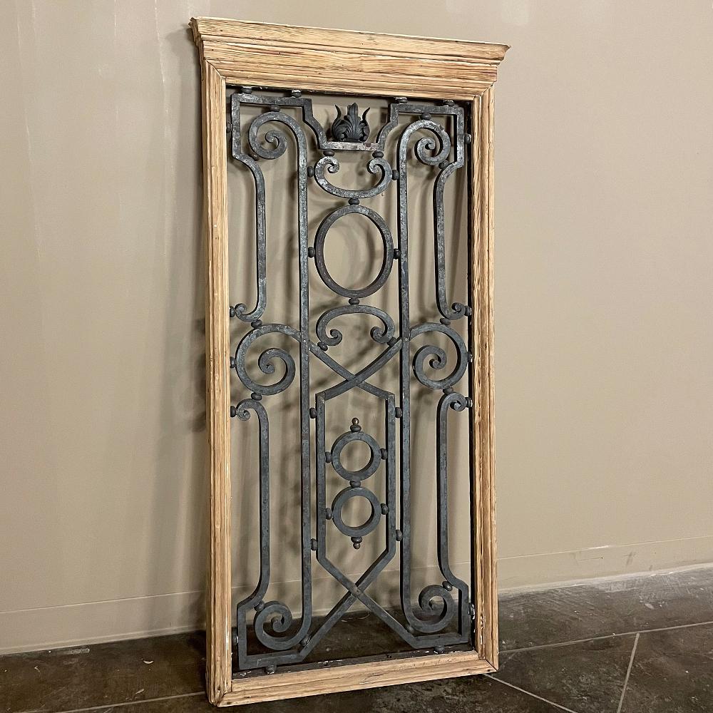 Pair Mid-19th Century French Hand-Forged Wrought Iron Framed Panels In Good Condition For Sale In Dallas, TX