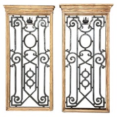Pair Mid-19th Century French Hand-Forged Wrought Iron Framed Panels