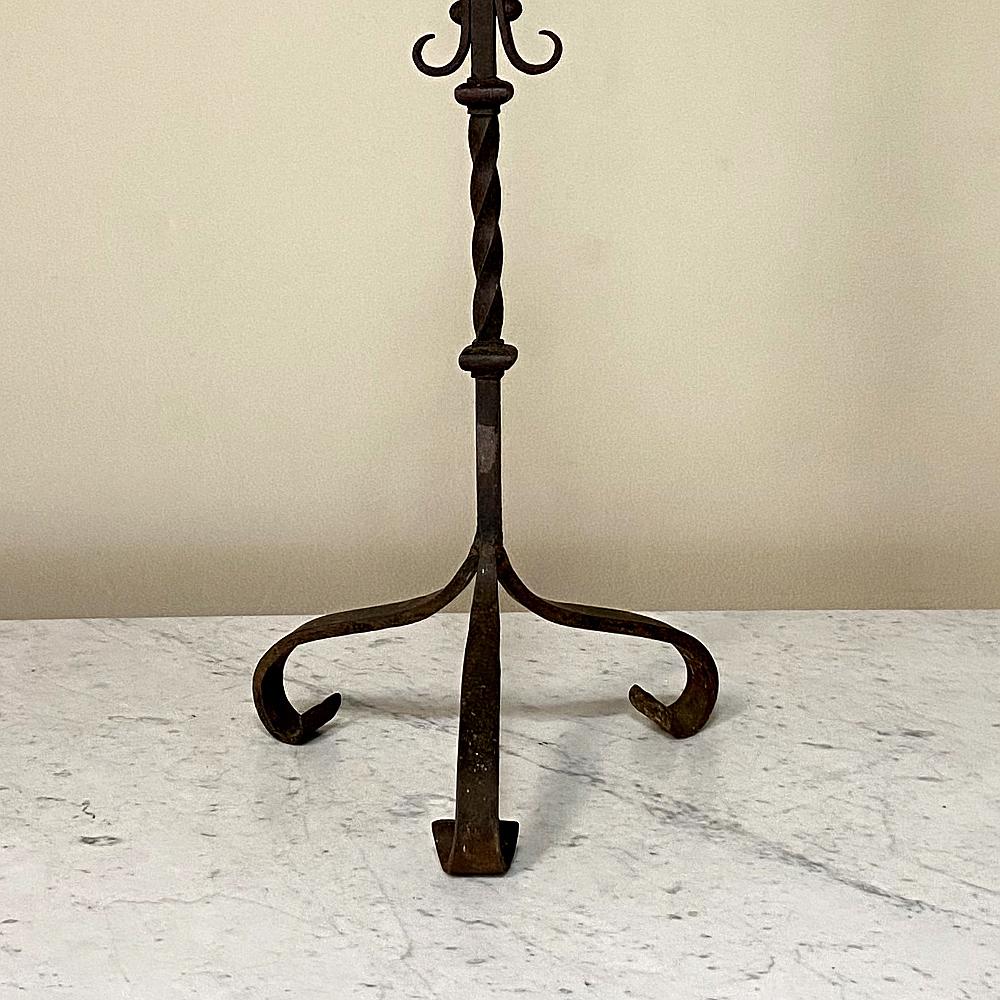 Pair of Mid-19th Century Wrought Iron Torcheres Candlesticks For Sale 5