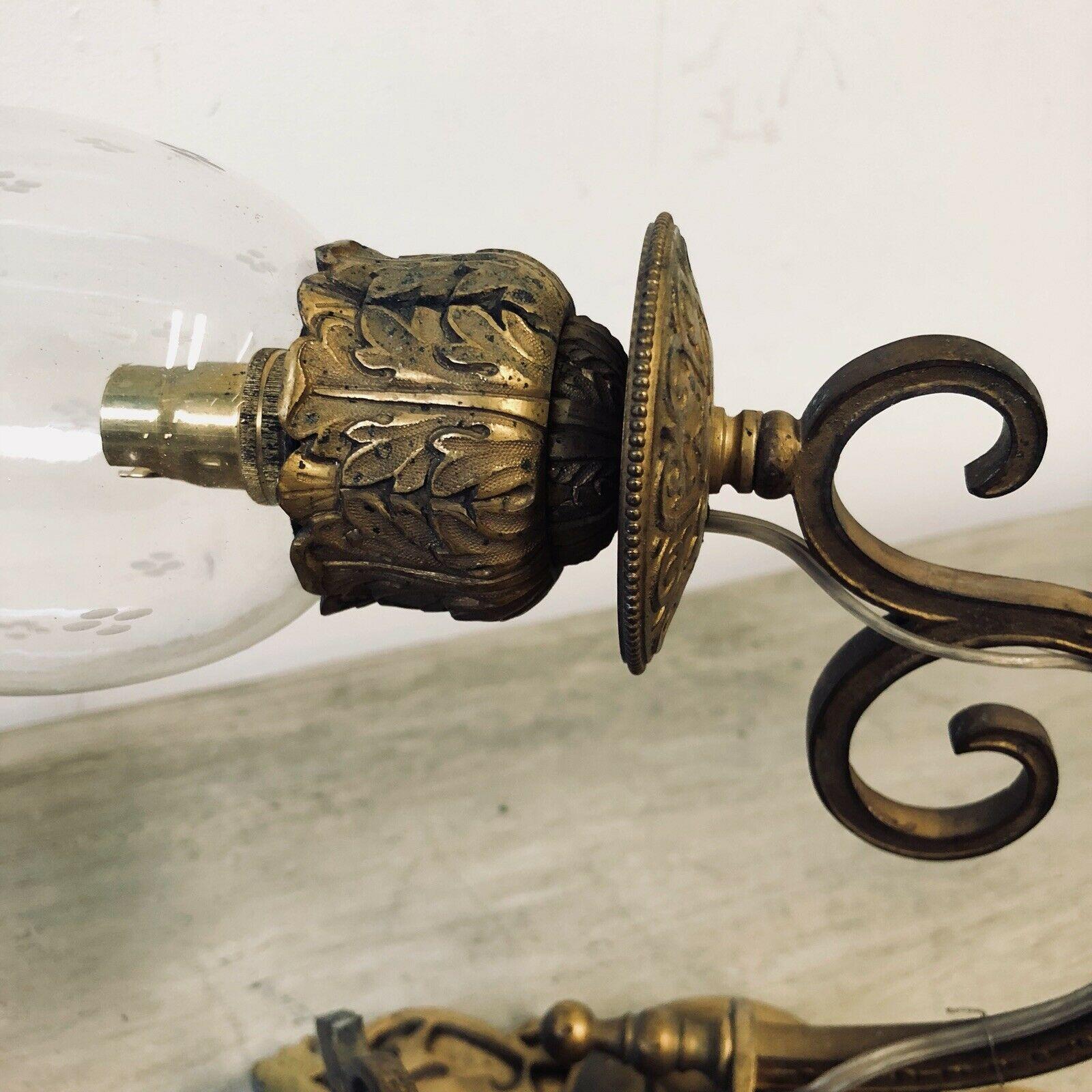 Pair Mid 19thc French Baccarat For Oriental Market Bronze/ Crystal Wall Sconces  For Sale 1