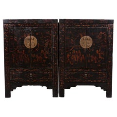 Pair Mid 20th Century Asian Lacquer Cabinets
