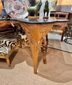 Pair Mid-20th Century Carved Leaf Consoles, Style of Serge Roche