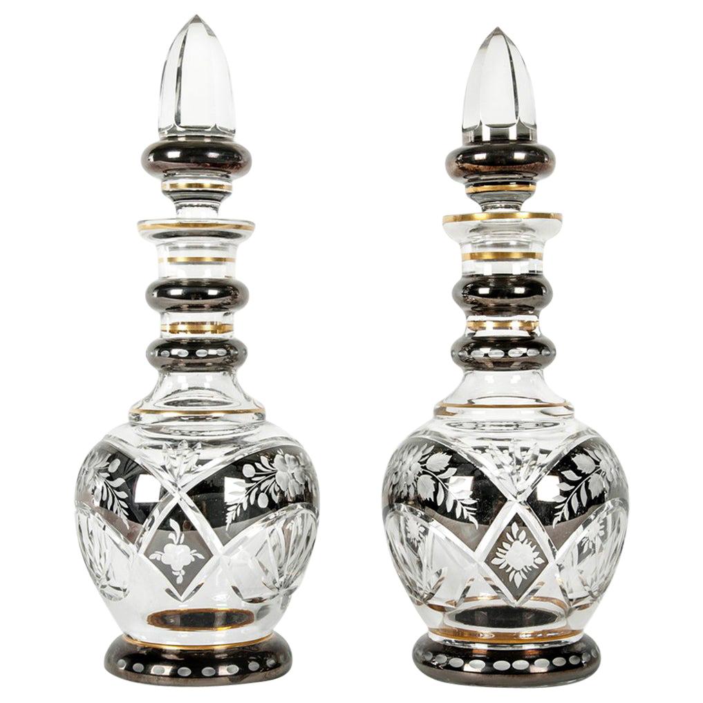 Pair of Mid-20th Century Cut Crystal Decanter Service