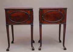 Pair mid 20th Century flame mahogany bedside cabinets