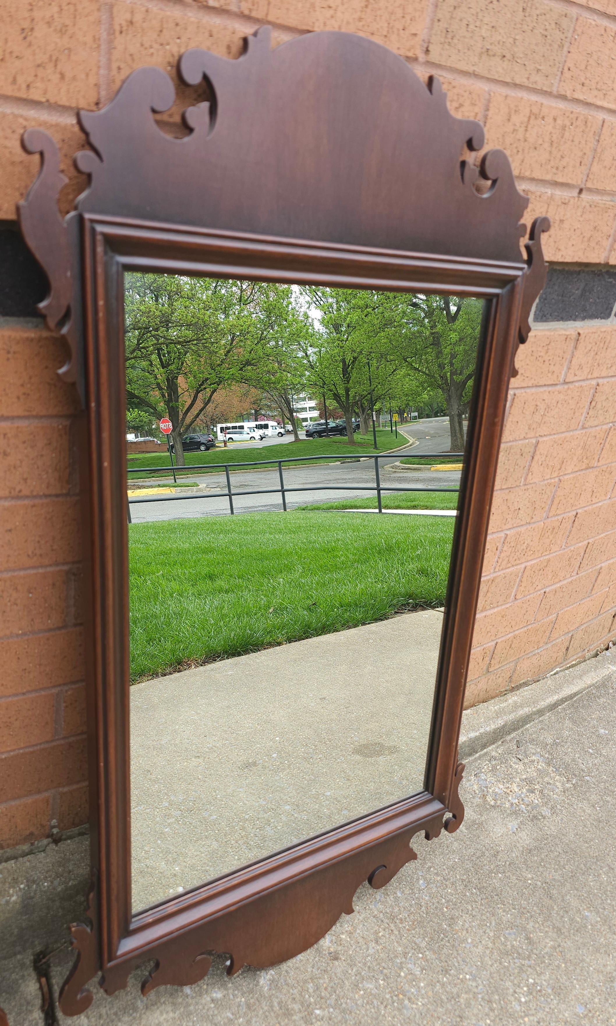 American Pair Mid 20th Century Kindel Chippendale Style Oxford Mahogany Mirrors For Sale