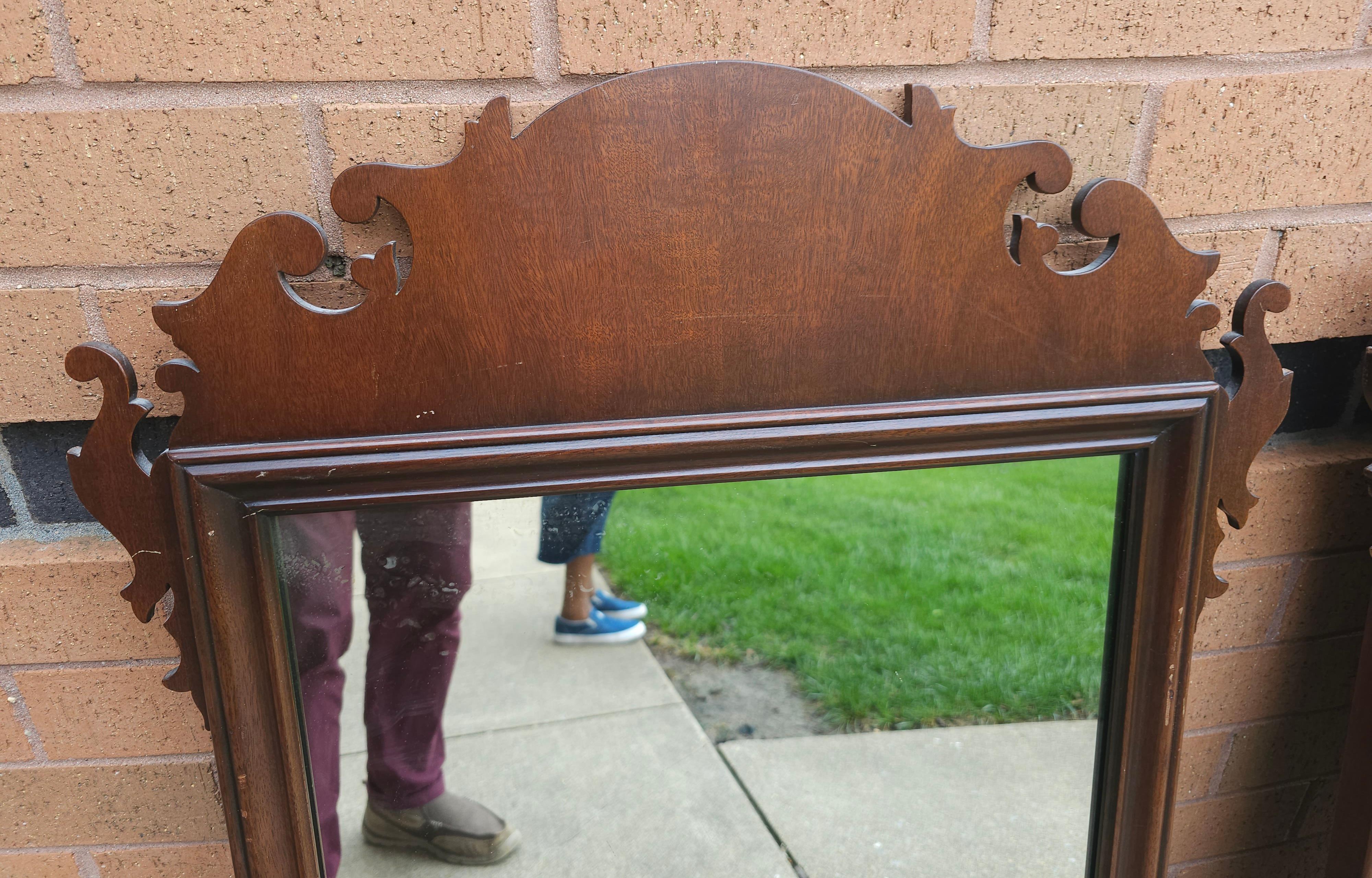 Other Pair Mid 20th Century Kindel Chippendale Style Oxford Mahogany Mirrors For Sale
