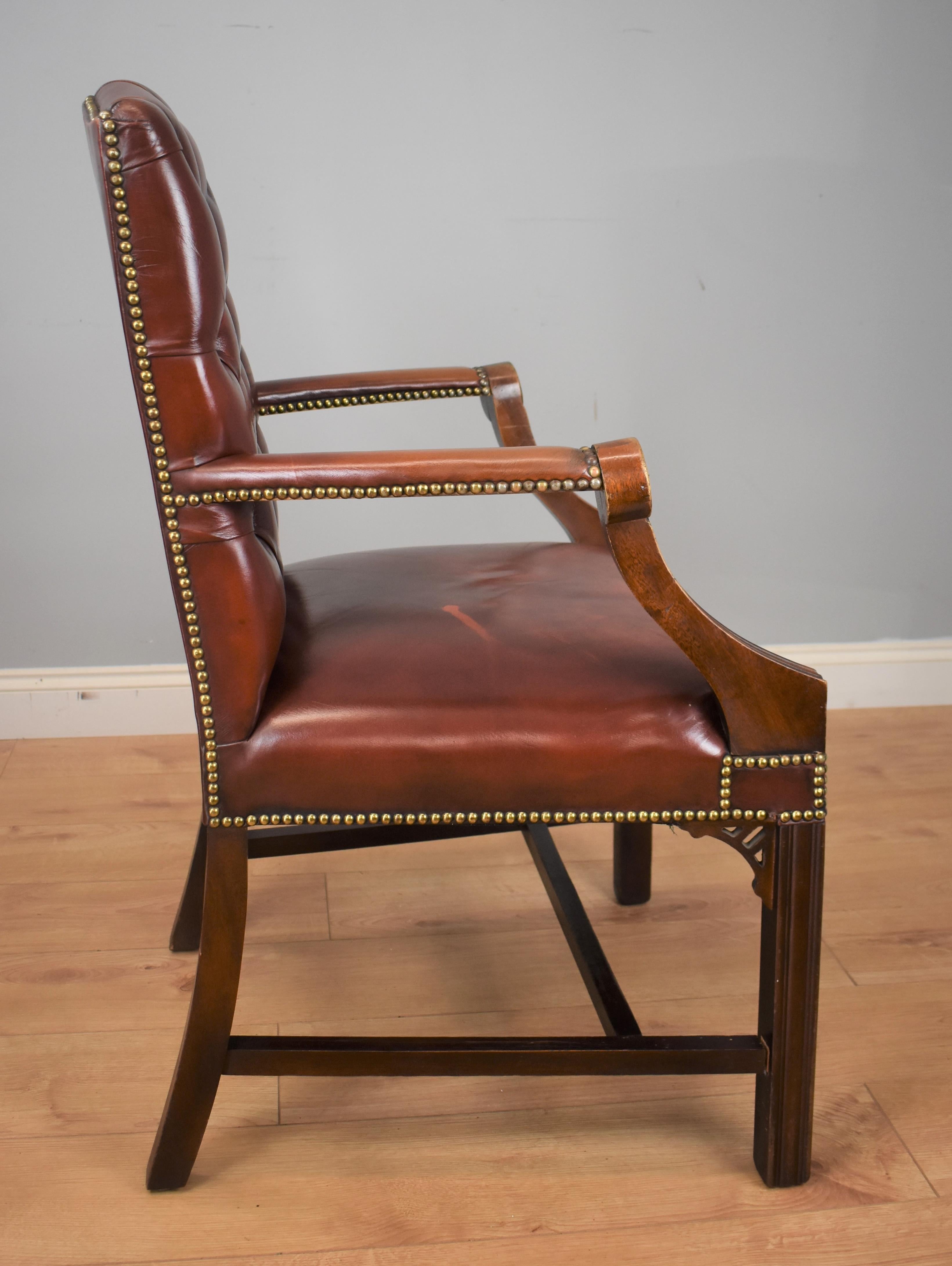 Regency Pair of Mid-20th Century Leather Gainsborough Chairs