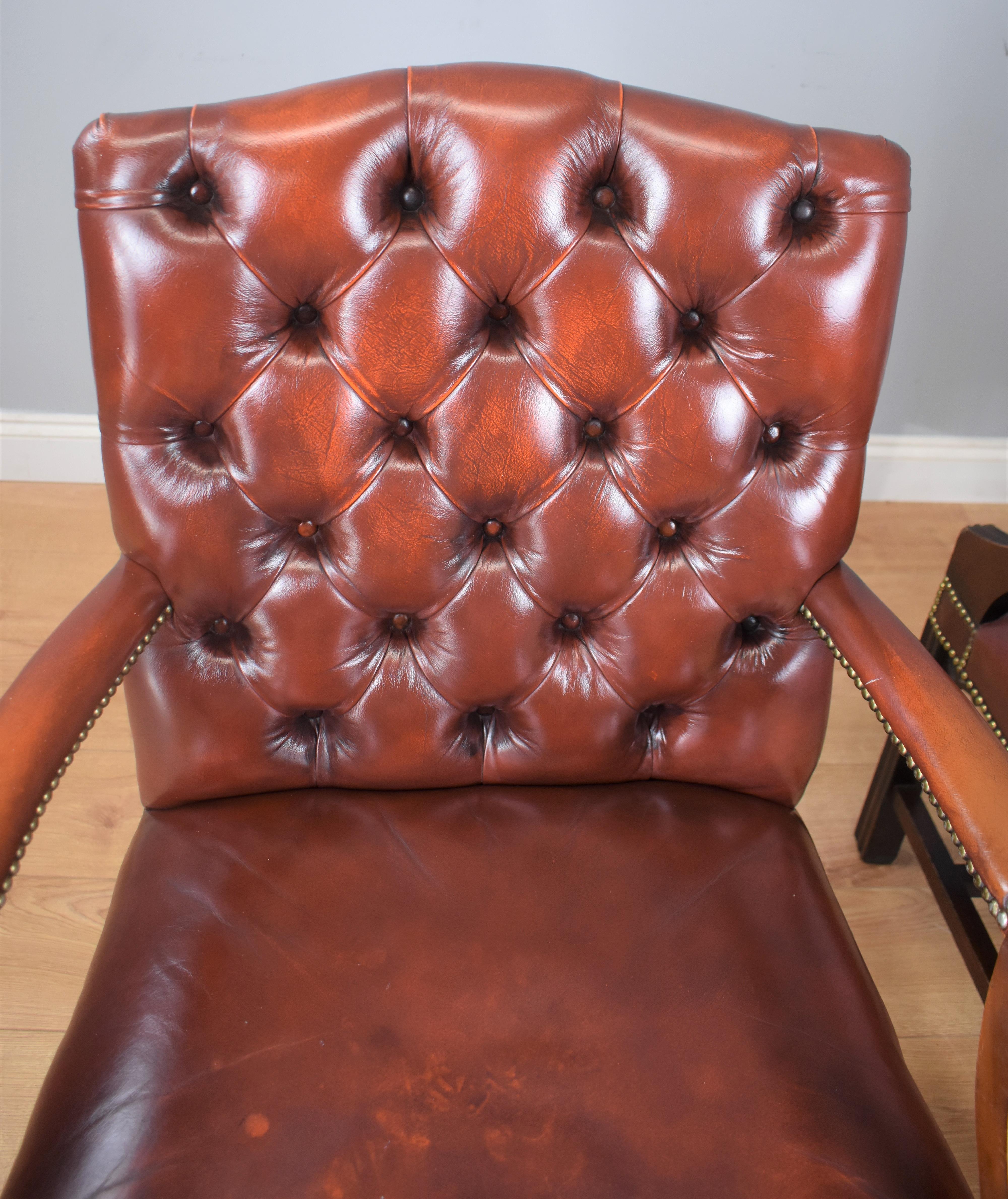 Pair of Mid-20th Century Leather Gainsborough Chairs 3