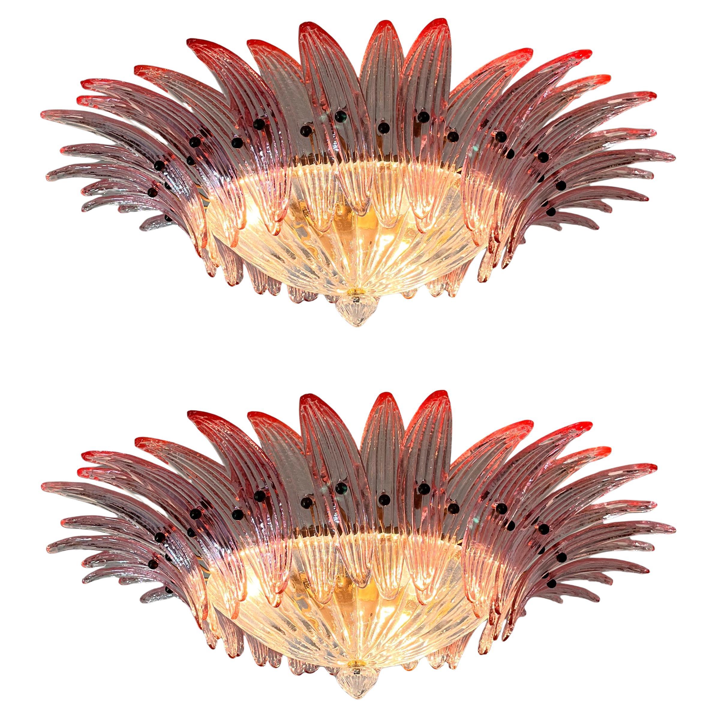 Pair Mid-20th Century Pink Murano Chandelier