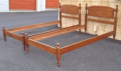 Pair Mid-Century American Classical Maple Twin Bedframes