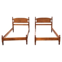 Pair Mid-Century American Classical Maple Twin Bedframes Pair Mid-Century American Classical Maple Twin Bedframes