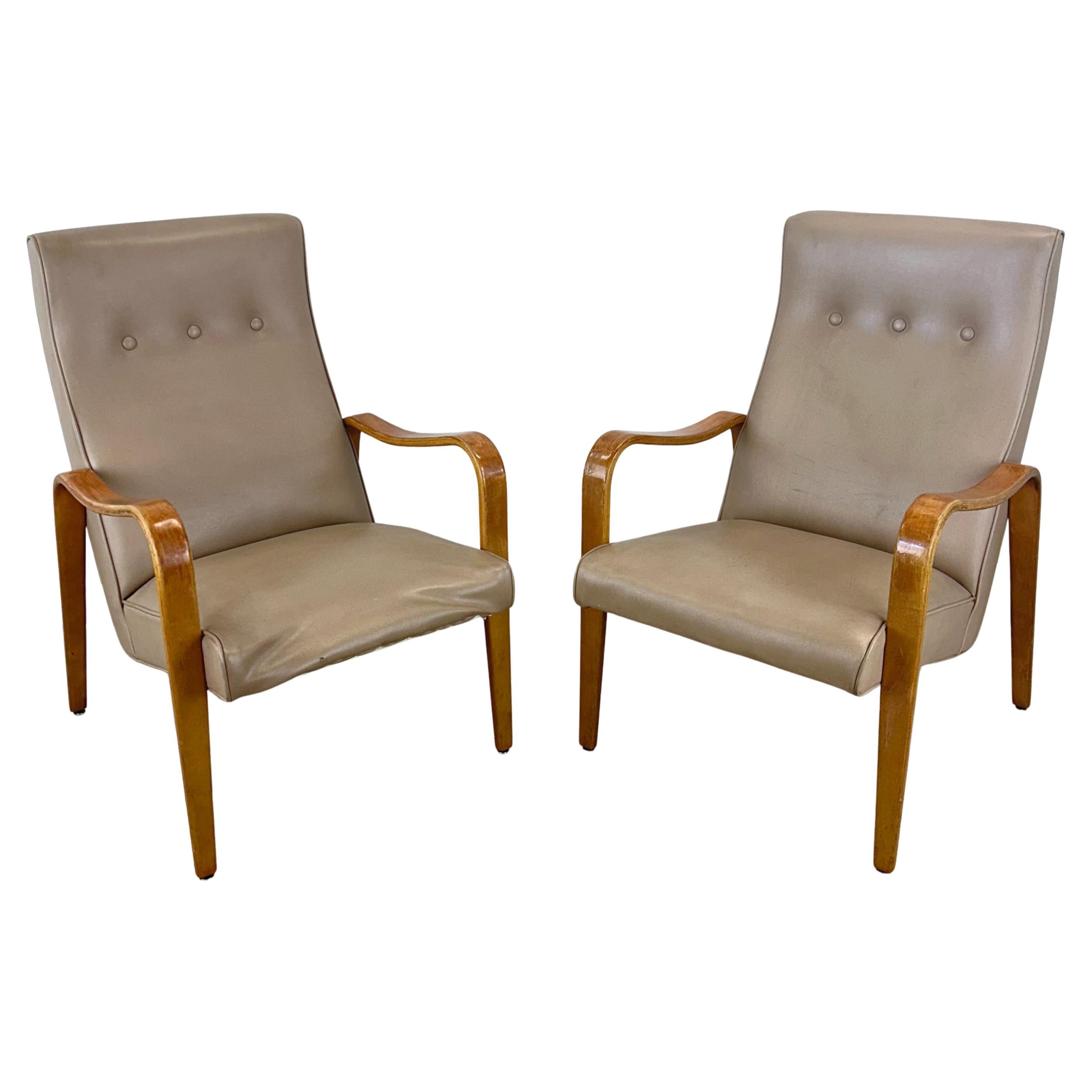 Pair Mid-Century Armchairs after Thonet