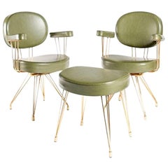 Pair of Midcentury Armchairs and Single Footstool by Pierre Paulin for Thonet