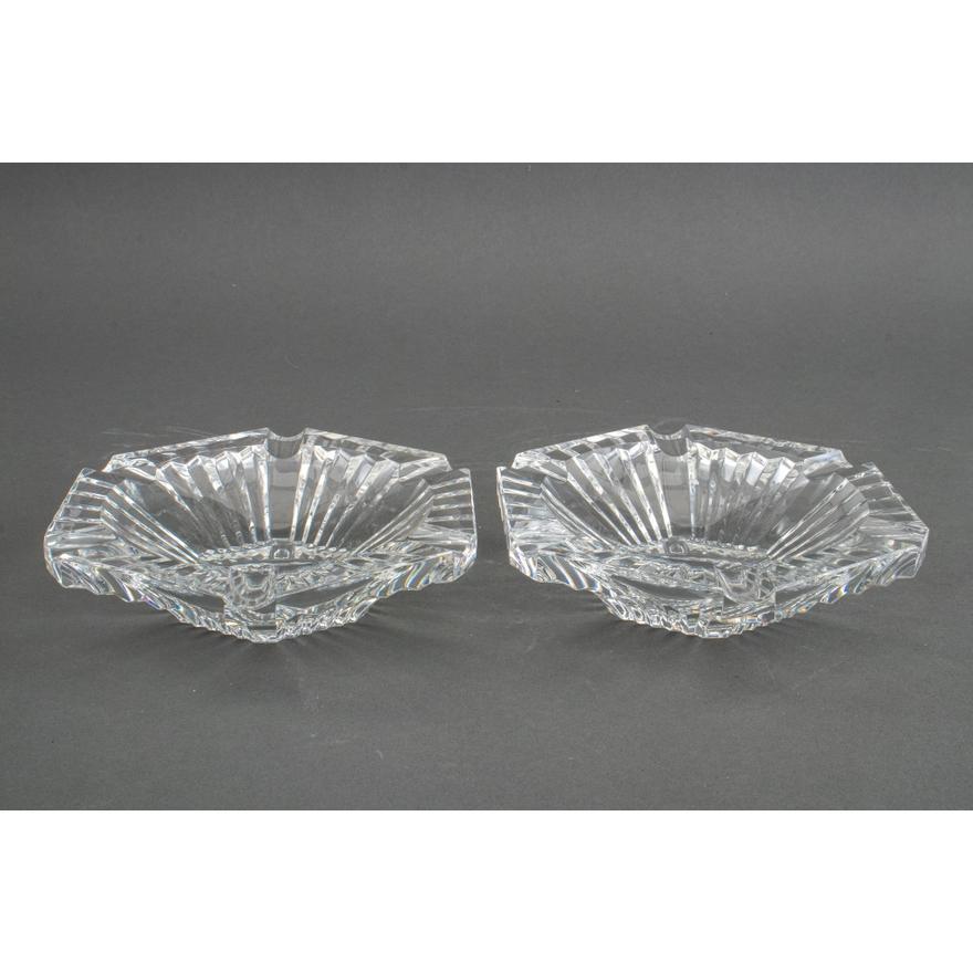 Pair Mid-Century Baccarat Hexagonal Shaped Crystal Cigar Ashtrays For Sale 1