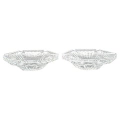 Pair Mid-Century Baccarat Hexagonal Shaped Crystal Cigar Ashtrays