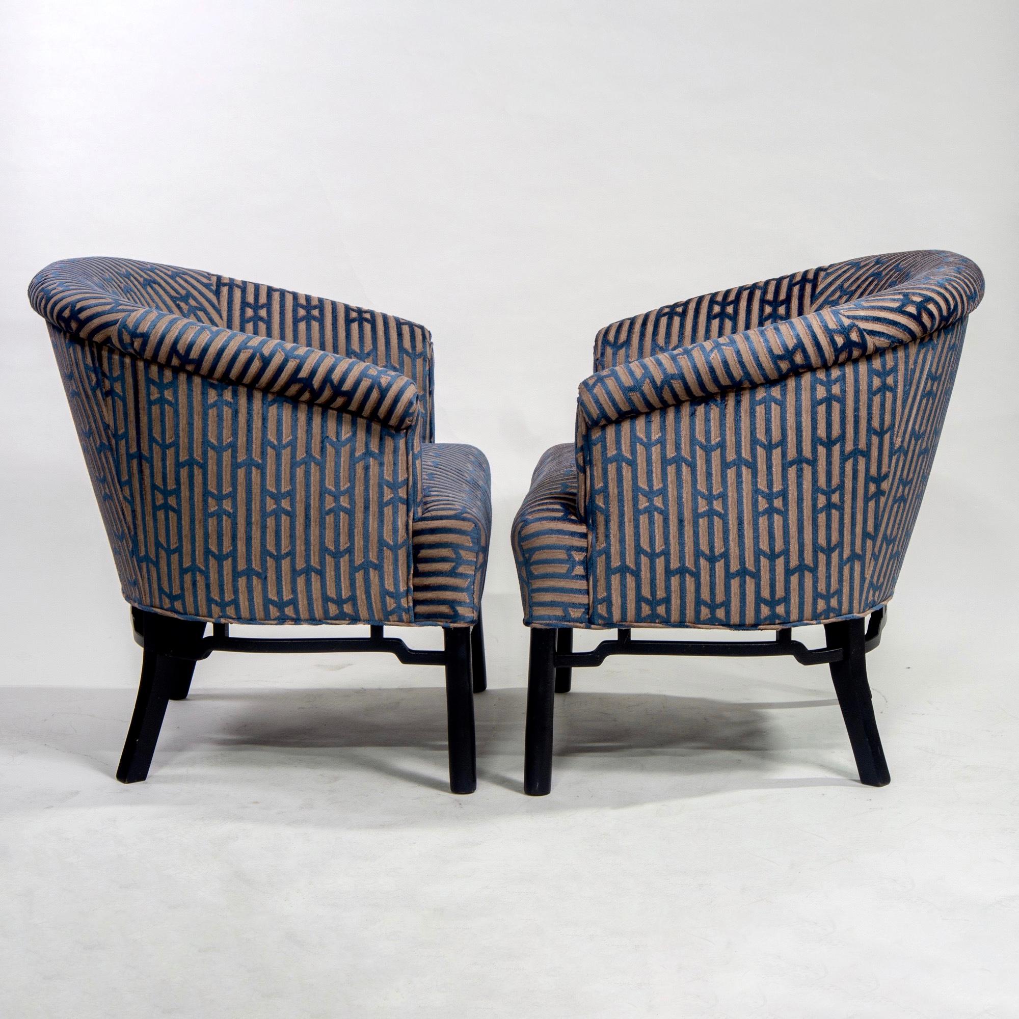 Mid-Century Modern Pair of Midcentury Baker Club Chairs with New Upholstery
