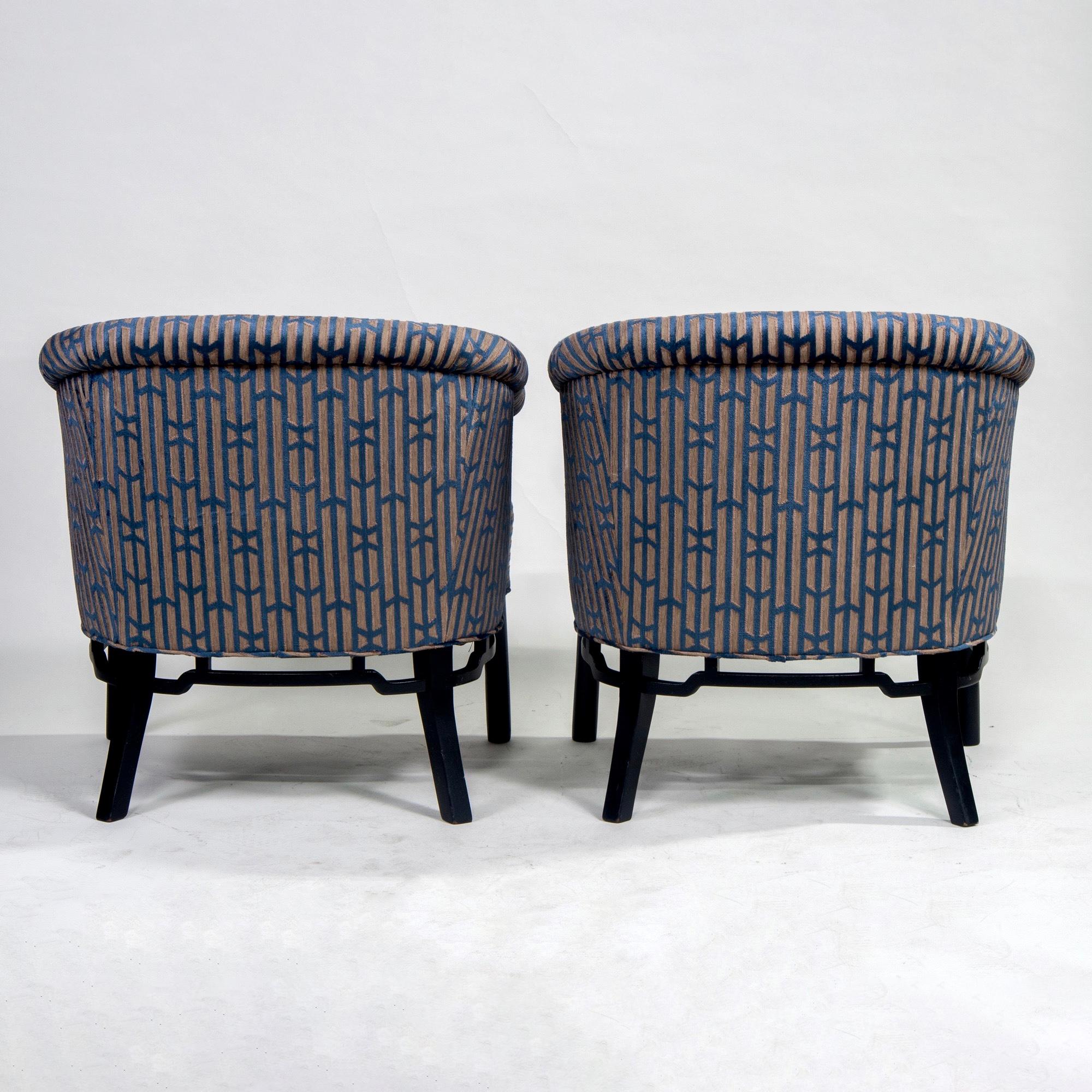 Pair of Midcentury Baker Club Chairs with New Upholstery 1