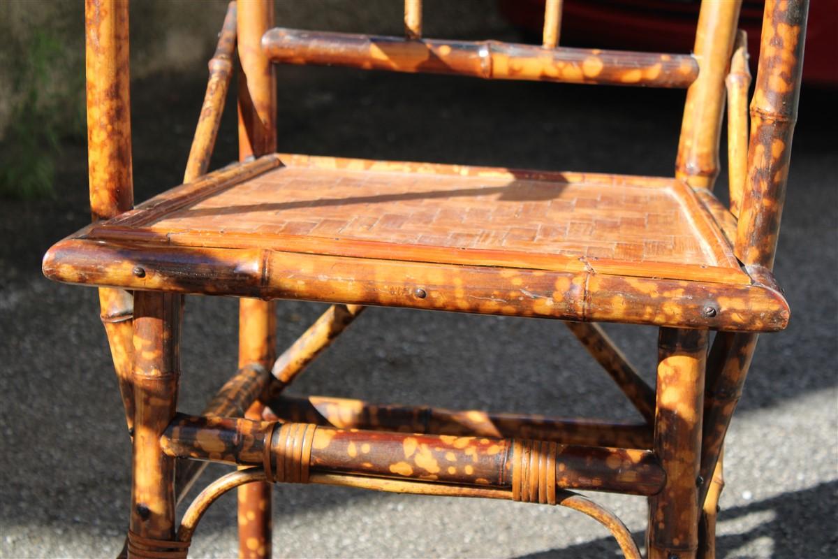 Pair Mid-Century Bamboo Chairs Brass Parts Gabriella Crespi Style 1950s For Sale 3