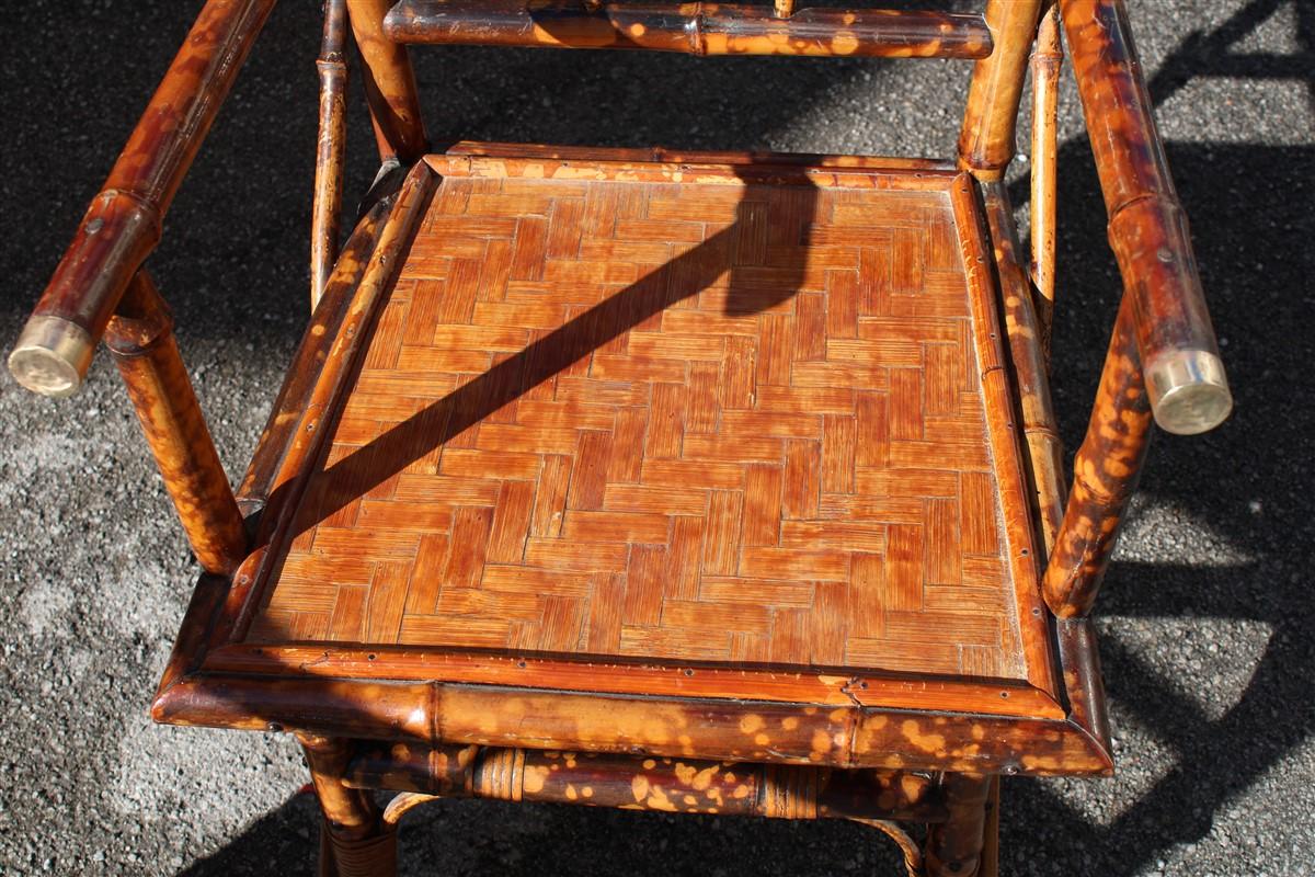 Paire de chaises en bambou mi-siècle avec parties en laiton de style Gabriella Crespi, années 1950 en vente 4