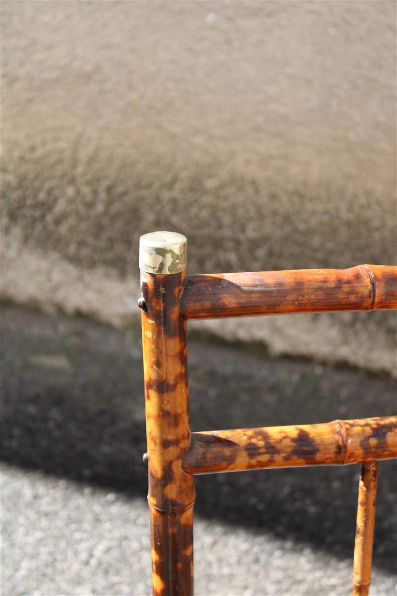 Pair Mid-Century Bamboo Chairs Brass Parts Gabriella Crespi Style 1950s In Good Condition For Sale In Palermo, Sicily